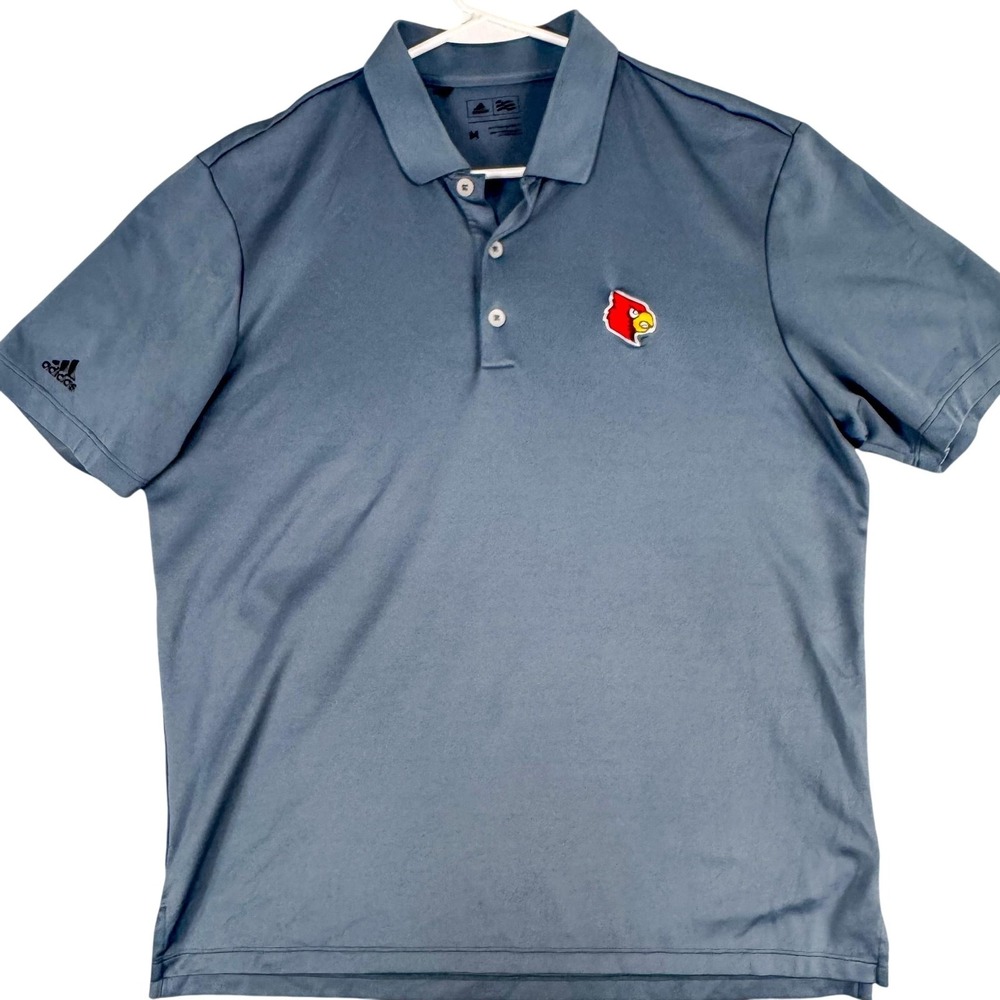 Louisville‎ Cardinals Polo Shirt Mens Medium Blue NCAA Golf Adidas Performance